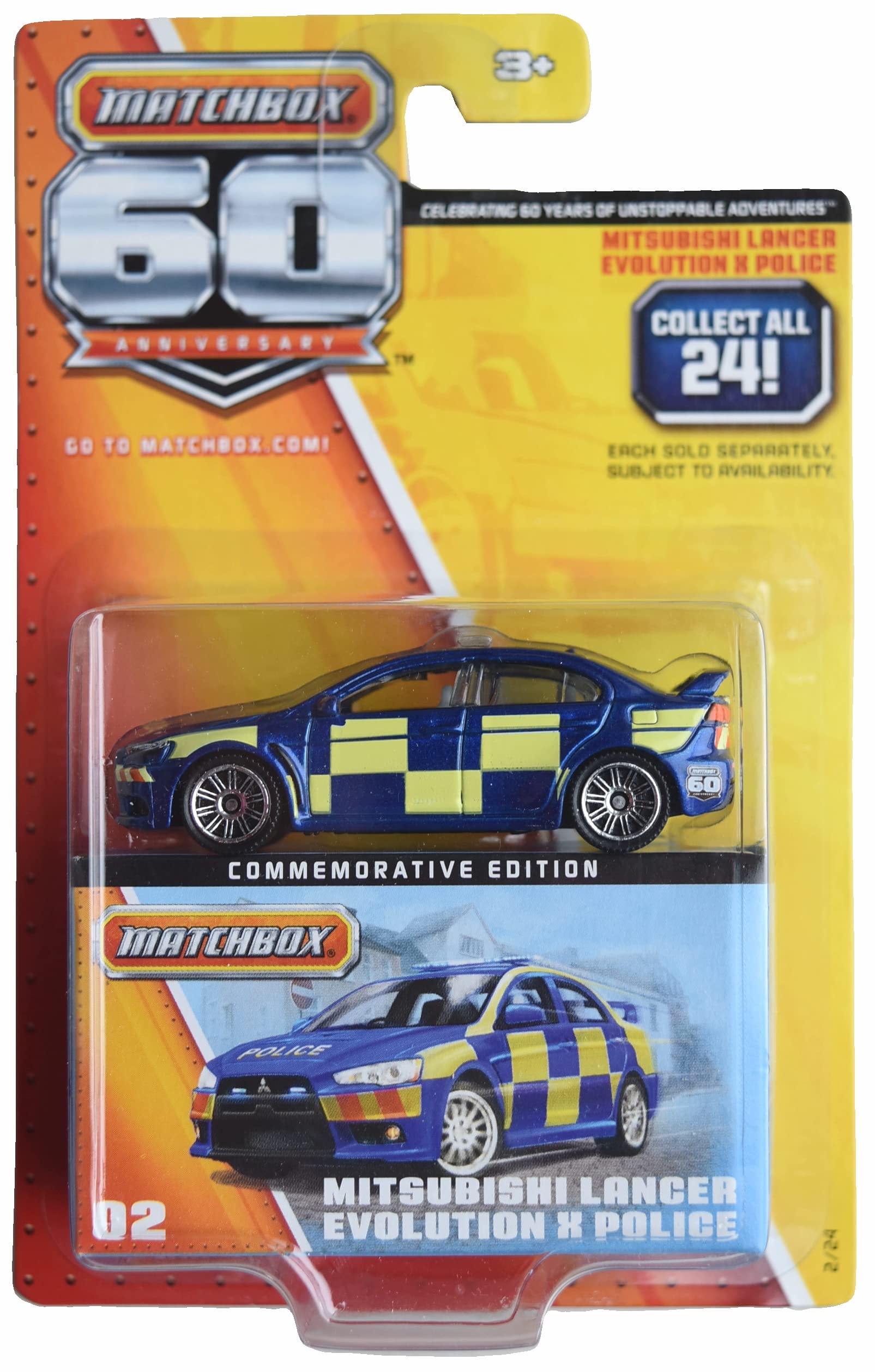Amazon.com: Matchbox Mitsubishi Lancer Evolution x Police, 60th